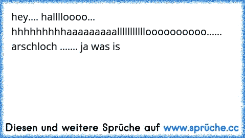 hey.... halllloooo... hhhhhhhhhaaaaaaaaallllllllllloooooooooo...... arschloch ....... ja was is