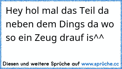 Hey hol mal das Teil da neben dem Dings da wo so ein Zeug drauf is^^