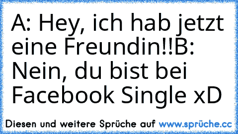 A: Hey, ich hab jetzt eine Freundin!!
B: Nein, du bist bei Facebook Single xD