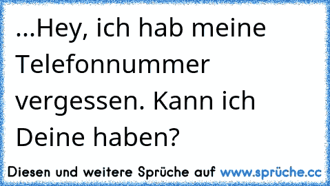 ...Hey, ich hab meine Telefonnummer vergessen. Kann ich Deine haben?