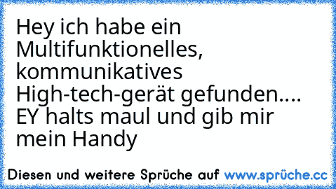 Hey ich habe ein Multifunktionelles, kommunikatives High-tech-gerät gefunden.... EY halts maul und gib mir mein Handy