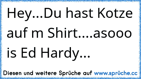 Hey...Du hast Kotze auf m Shirt....asooo is Ed Hardy...