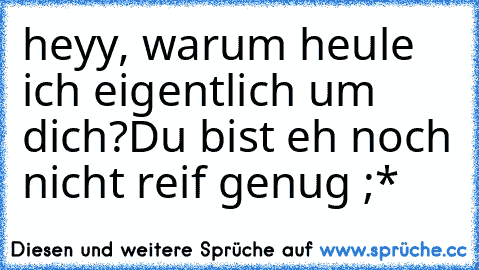 heyy, warum heule ich eigentlich um dich?
Du bist eh noch nicht reif genug ;*