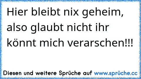 Hier bleibt nix geheim, also glaubt nicht ihr könnt mich verarschen!!!