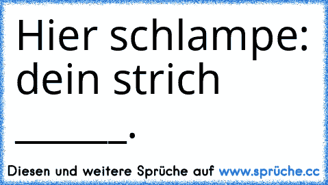 Hier schlampe: dein strich ______.