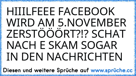 HIIILFEEE FACEBOOK WIRD AM 5.NOVEMBER ZERSTÖÖÖRT?!? SCHAT NACH E SKAM SOGAR IN DEN NACHRICHTEN