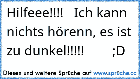 Hilfeee!!!!   Ich kann nichts hörenn, es ist zu dunkel!!!!!        ;D