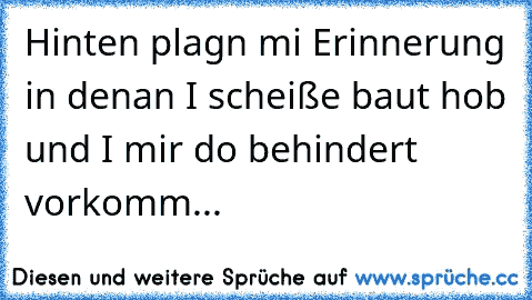 Hinten plagn mi Erinnerung in denan I scheiße baut hob und I mir do behindert vorkomm...