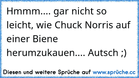 Hmmm.... gar nicht so leicht, wie Chuck Norris auf einer Biene herumzukauen.... Autsch ;)