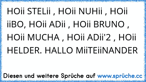 HOii STELii , HOii NUHii , HOii iiBO, HOii ADii , HOii BRUNO , HOii MUCHA , HOii ADii'2 , HOii HELDER. HALLO MiiTEiiNANDER