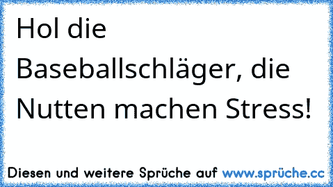 Hol die Baseballschläger, die Nutten machen Stress!