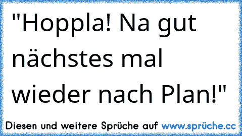 "Hoppla! Na gut nächstes mal wieder nach Plan!"