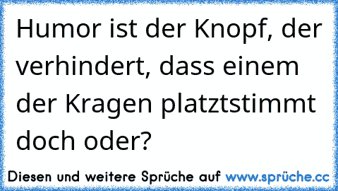 Humor ist der Knopf, der verhindert, dass einem der Kragen platzt
stimmt doch oder?