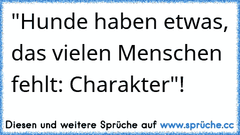 "Hunde haben etwas, das vielen Menschen fehlt: Charakter"!