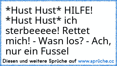 *Hust Hust* HILFE! *Hust Hust* ich sterbeeeee! Rettet mich! - Wasn los? - Ach, nur ein Fussel