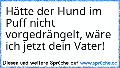 Hätte der Hund im Puff nicht vorgedrängelt, wäre ich jetzt dein Vater!