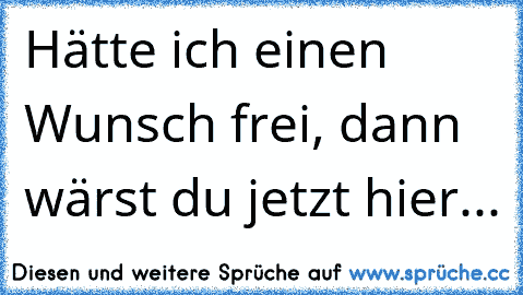 Hätte ich einen Wunsch frei, dann wärst du jetzt hier...