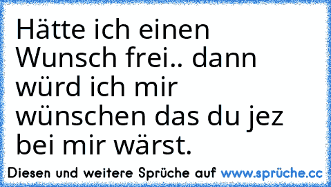 Hätte ich einen Wunsch frei.. dann würd ich mir wünschen das du jez bei mir wärst.♥