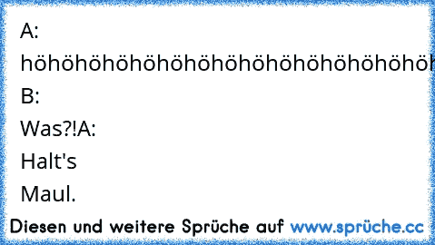 A: höhöhöhöhöhöhöhöhöhöhöhöhöhöhöhöhöhöhöhö. 
B: Was?!
A: Halt's Maul.