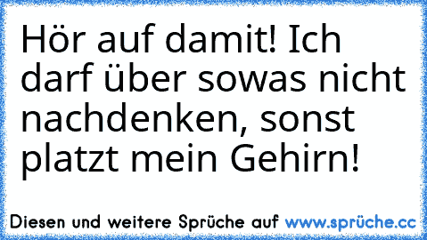 Hör auf damit! Ich darf über sowas nicht nachdenken, sonst platzt mein Gehirn!