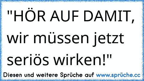 "HÖR AUF DAMIT, wir müssen jetzt seriös wirken!"