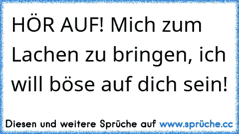 HÖR AUF! Mich zum Lachen zu bringen, ich will böse auf dich sein!