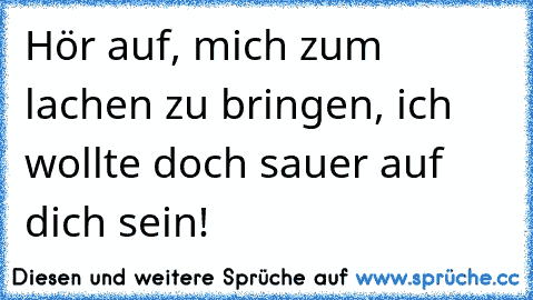 Hör auf, mich zum lachen zu bringen, ich wollte doch sauer auf dich sein!