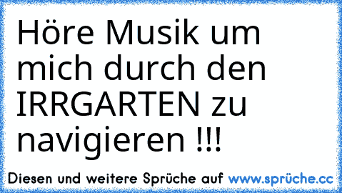 Höre Musik um mich durch den IRRGARTEN zu navigieren !!!