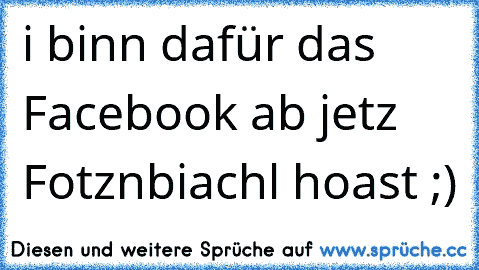 i binn dafür das Facebook ab jetz Fotznbiachl hoast ;)