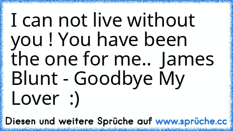 I can not live without you ! ♥
You have been the one for me.. ♥ 
James Blunt - Goodbye My Lover ♥ :)