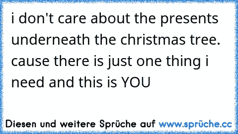 i don't care about the presents underneath the christmas tree. cause there is just one thing i need and this is YOU 
