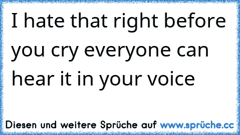 I hate that right before you cry everyone can hear it in your voice  ♫