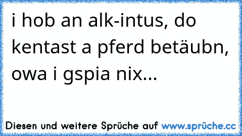 i hob an alk-intus, do kentast a pferd betäubn, owa i gspia nix...