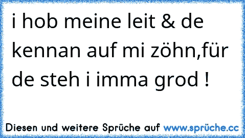 i hob meine leit & de kennan auf mi zöhn,für de steh i imma grod ! 