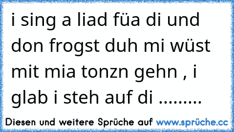 i sing a liad füa di und don frogst duh mi wüst mit mia tonzn gehn , i glab i steh auf di .........