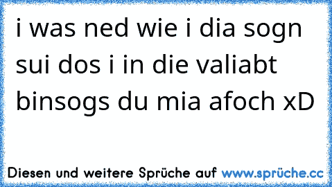 i was ned wie i dia sogn sui dos i in die valiabt bin
sogs du mia afoch xD