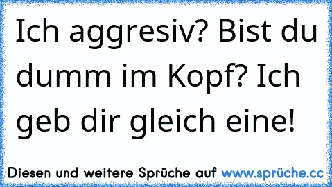 Ich aggresiv? Bist du dumm im Kopf? Ich geb dir gleich eine!