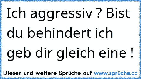 Ich aggressiv ? Bist du behindert ich geb dir gleich eine !