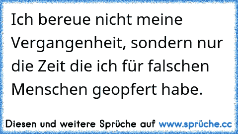 Ich bereue nicht meine Vergangenheit, sondern nur die Zeit die ich für falschen Menschen geopfert habe.