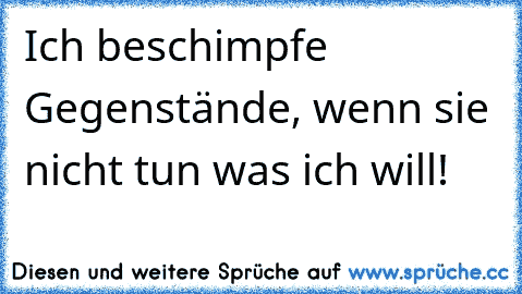 Ich beschimpfe Gegenstände, wenn sie nicht tun was ich will!