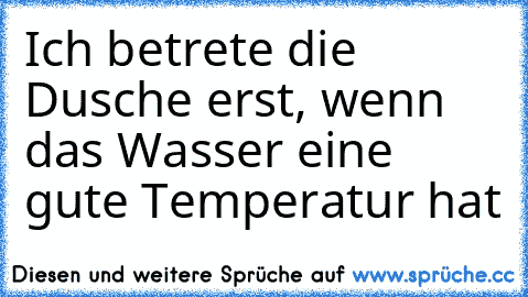 Ich betrete die Dusche erst, wenn das Wasser eine gute Temperatur hat