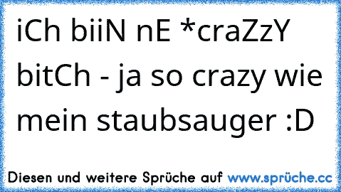 iCh biiN nE *craZzY bitCh - ja so crazy wie mein staubsauger :D