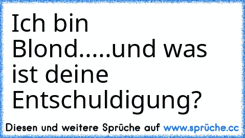 Ich bin Blond.....und was ist deine Entschuldigung?