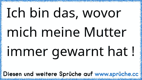 Ich bin das, wovor mich meine Mutter immer gewarnt hat !