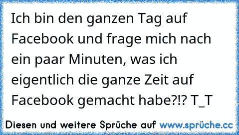 Ich bin den ganzen Tag auf Facebook und frage mich nach ein paar Minuten, was ich eigentlich die ganze Zeit auf Facebook gemacht habe?!? T_T