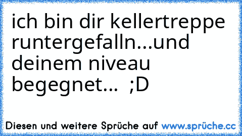 ich bin dir kellertreppe runtergefalln...
und deinem niveau begegnet... ♥ ;D