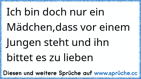 Ich bin doch nur ein Mädchen,dass vor einem Jungen steht und ihn bittet es zu lieben 