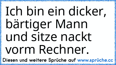 Ich bin ein dicker, bärtiger Mann und sitze nackt vorm Rechner.