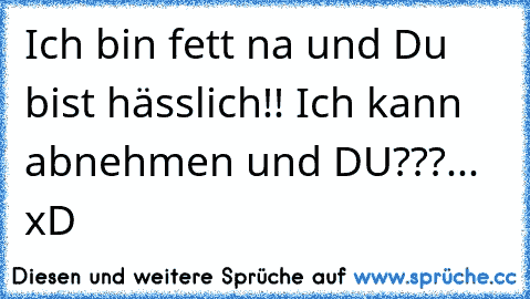 Ich bin fett na und Du bist hässlich!! Ich kann abnehmen und DU???... xD