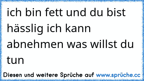 ich bin fett und du bist hässlig ich kann abnehmen was willst du tun